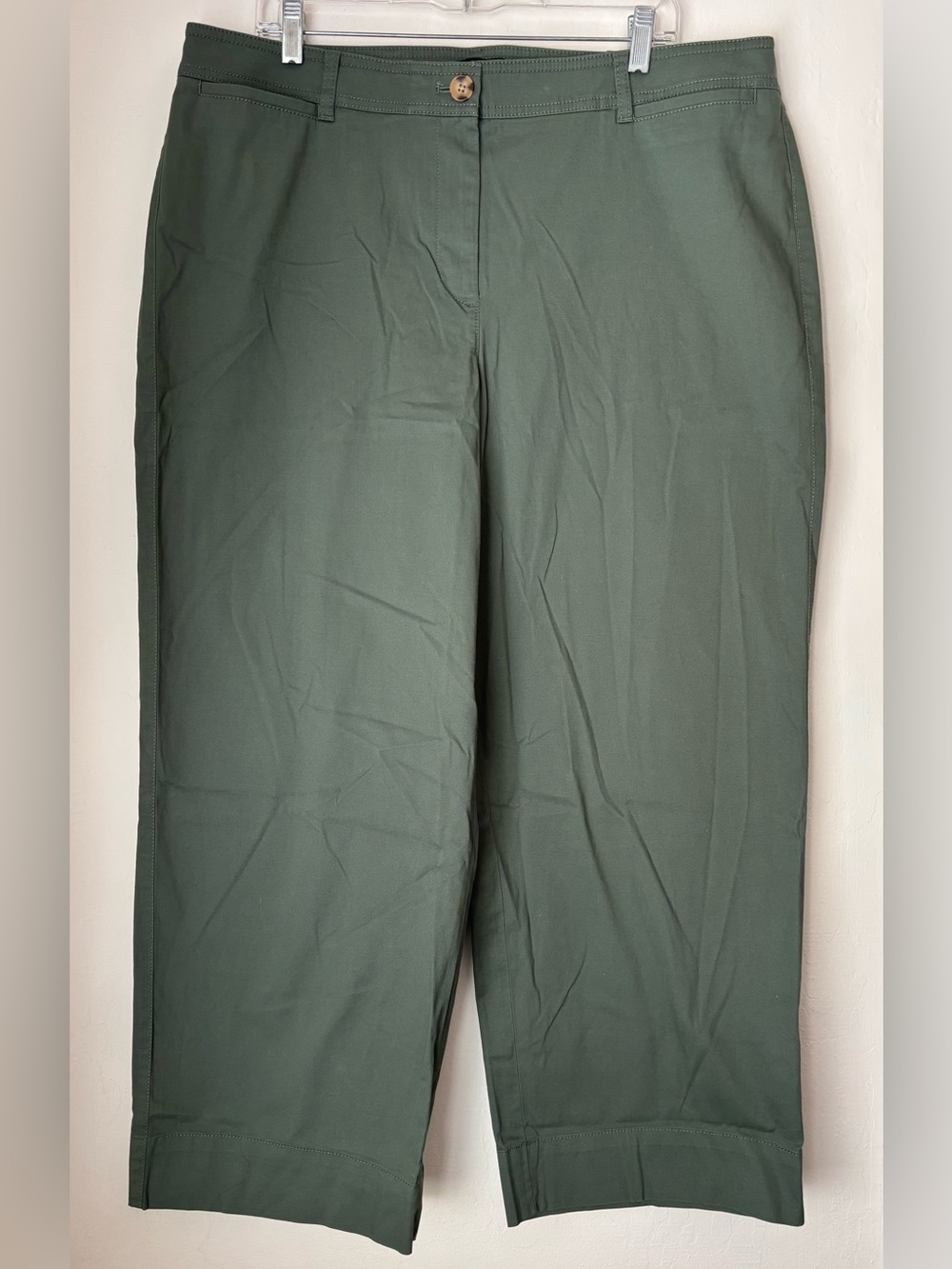 Talbots Wide Ankle Heritage Twill Pants Size 16W NEW Green Business Casual Fall